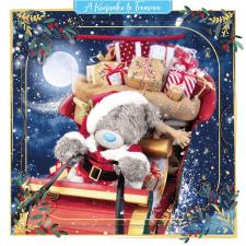 3D Holographic Keepsake Sleigh Ride Me to You Bear Christmas Card Image Preview